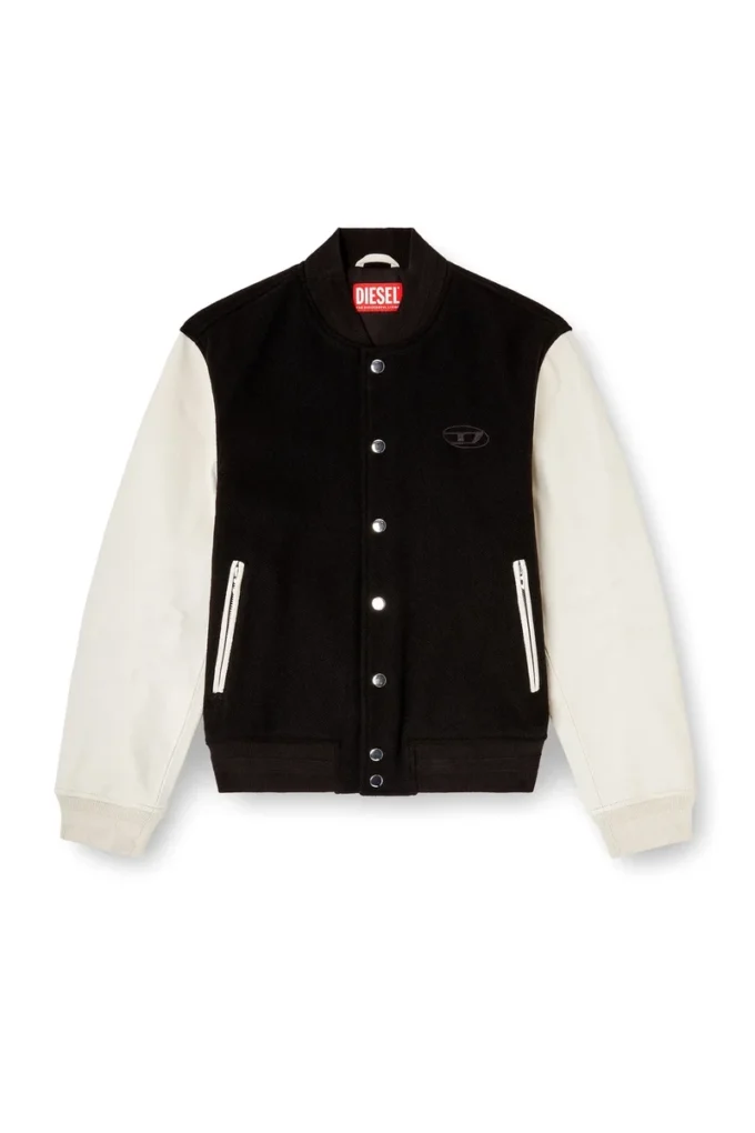 l-arry-wrd Bomber jacket in wool blend and leather