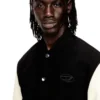 l-arry-wrd Bomber jacket in wool blend and leather