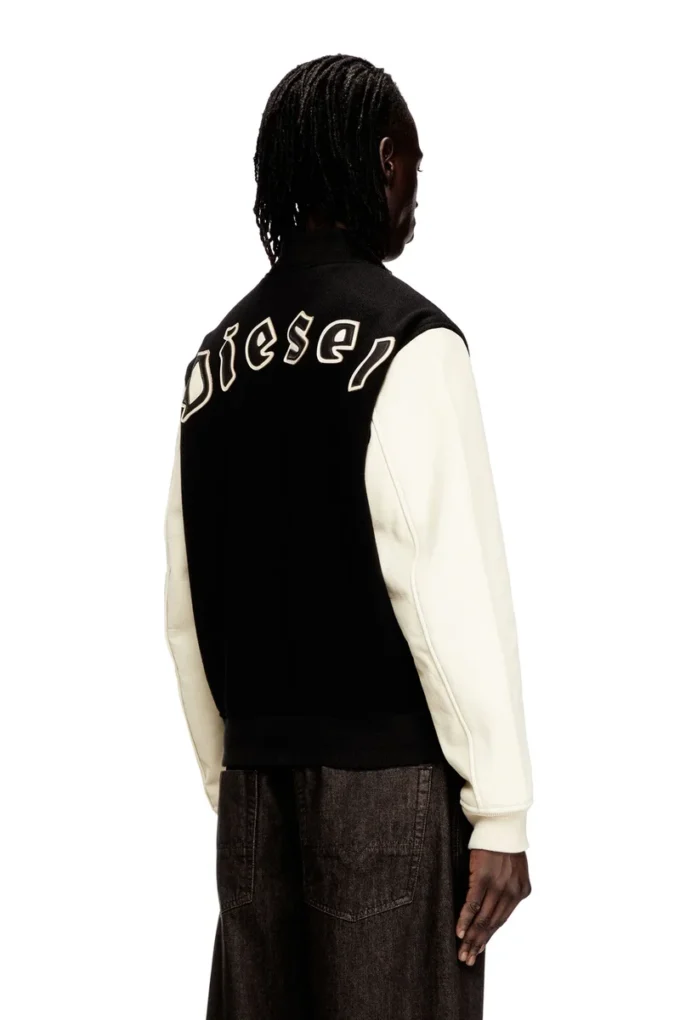 l-arry-wrd Bomber jacket in wool blend and leather
