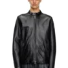 l-carver Leather biker jacket with embossed logo