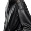 l-carver Leather biker jacket with embossed logo