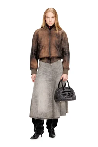 l-cobb-fem Bomber jacket in distressed leather