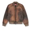 l-cobb-fem Bomber jacket in distressed leather