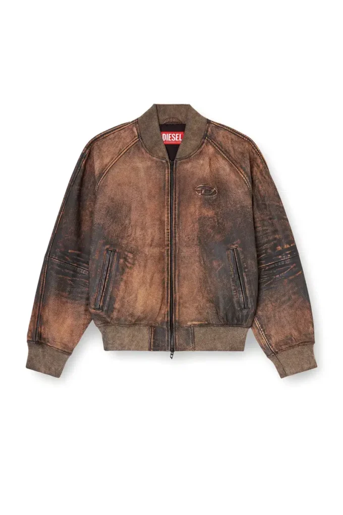 l-cobb-fem Bomber jacket in distressed leather