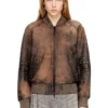 l-cobb-fem Bomber jacket in distressed leather