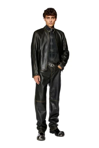 l-cobbe Biker jacket in wrinkled leather