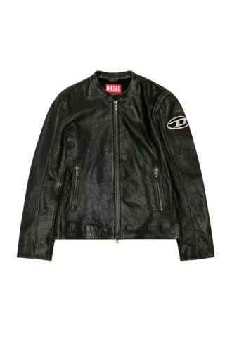 l-cobbe Biker jacket in wrinkled leather