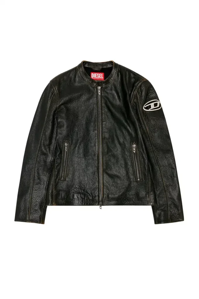 l-cobbe Biker jacket in wrinkled leather