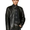 l-cobbe Biker jacket in wrinkled leather