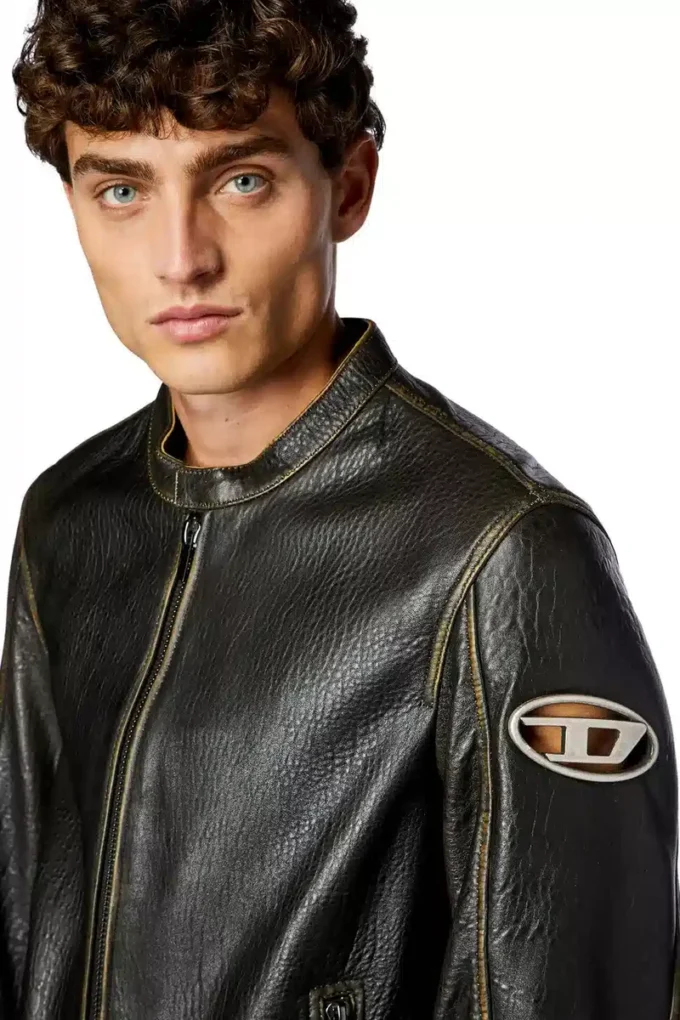 l-cobbe Biker jacket in wrinkled leather