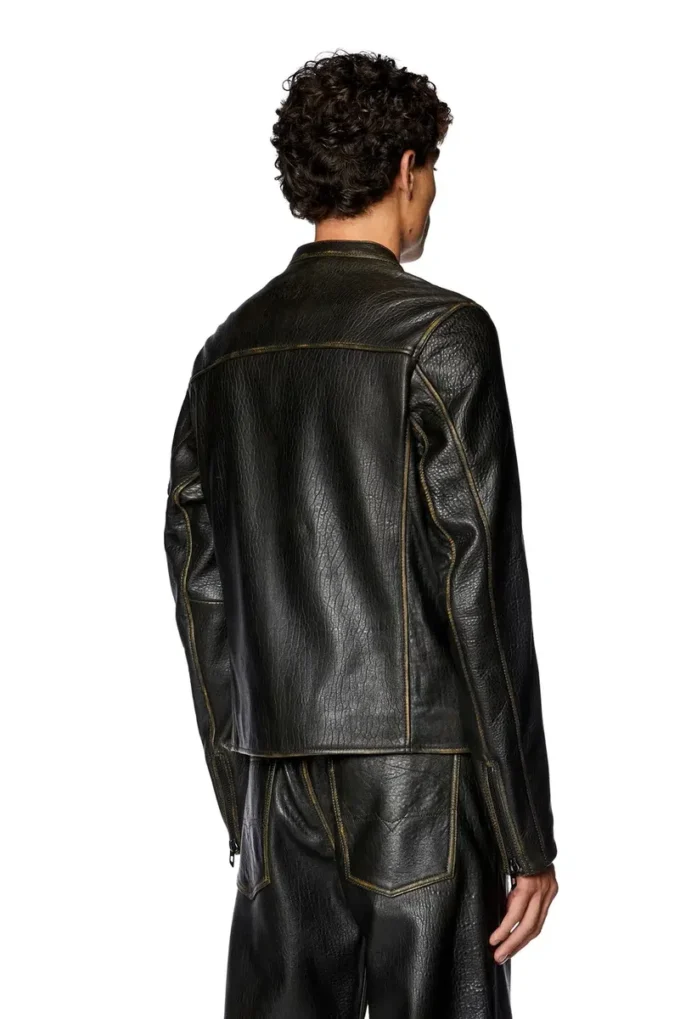 l-cobbe Biker jacket in wrinkled leather