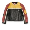 l-coug-20th Leather jacket with patch details