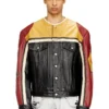 l-coug-20th Leather jacket with patch details