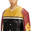 l-coug-20th Leather jacket with patch details