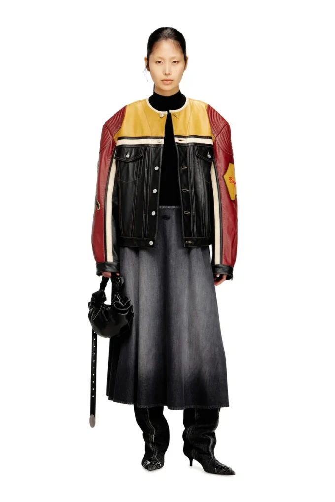 l-coug-20th Leather jacket with patch details
