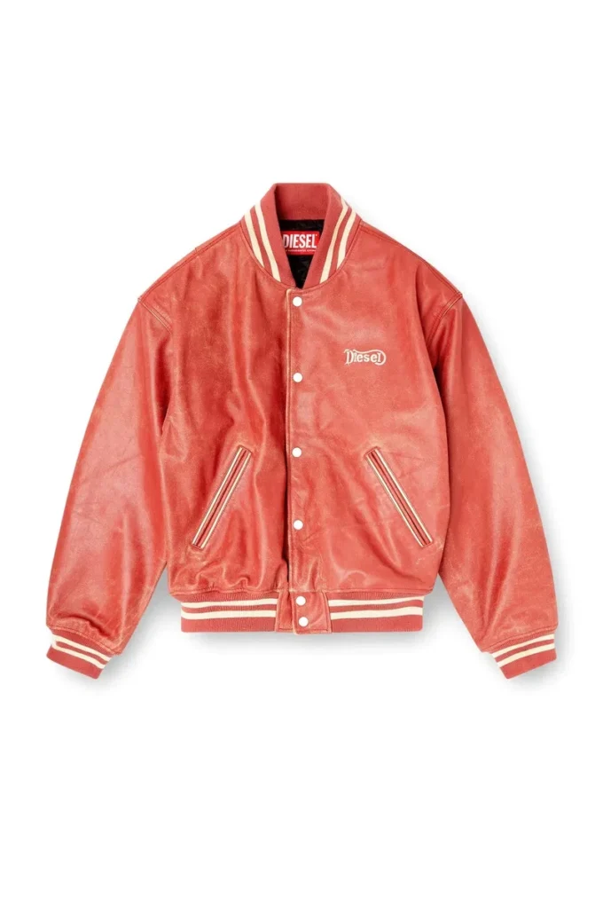 l-difordi-20th Leather bomber jacket with Diesel logo