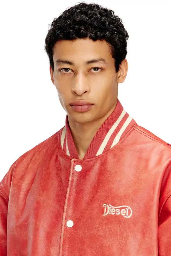 l-difordi-20th Leather bomber jacket with Diesel logo