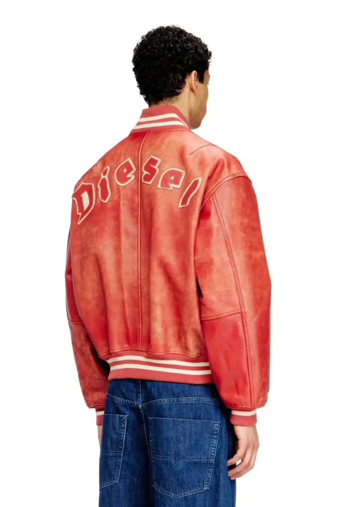 l-difordi-20th Leather bomber jacket with Diesel logo