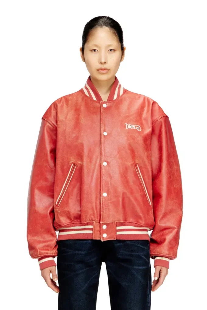 l-difordi-20th Leather bomber jacket with Diesel logo