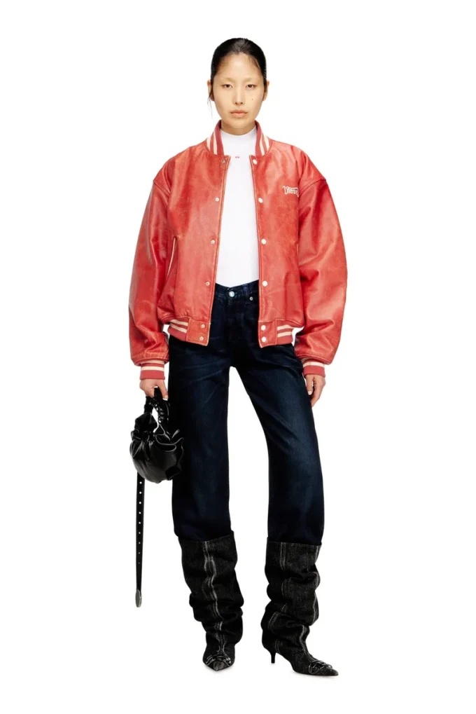 l-difordi-20th Leather bomber jacket with Diesel logo