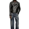 l-eo-wrd Biker jacket in waxed leather