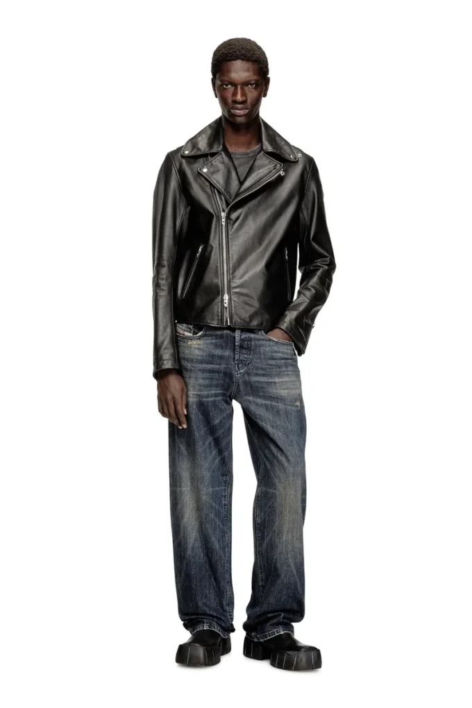 l-eo-wrd Biker jacket in waxed leather