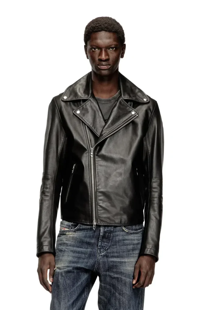 l-eo-wrd Biker jacket in waxed leather