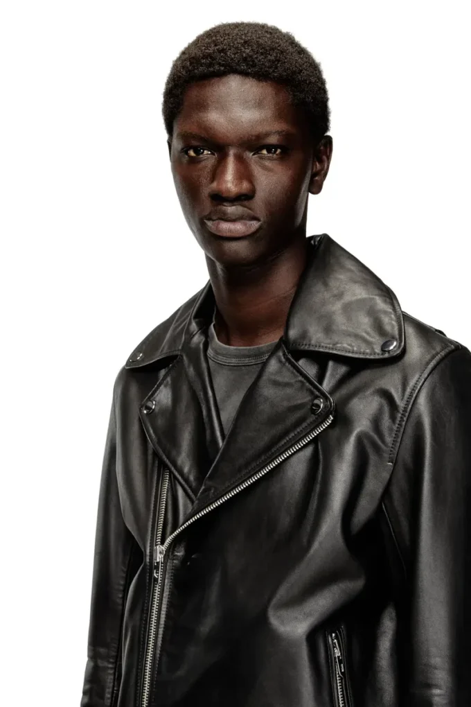 l-eo-wrd Biker jacket in waxed leather
