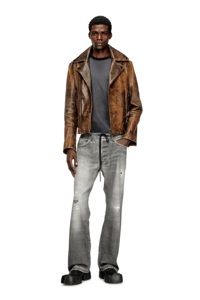 l-eon Biker jacket in treated leather