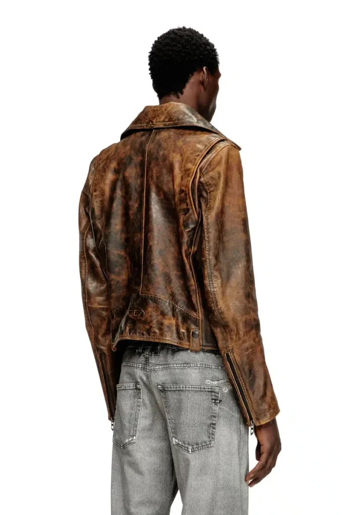 l-eon Biker jacket in treated leather