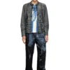 l-evert-a Treated leather biker jacket with faded logo l-evert-a Treated leather biker jacket with faded logo