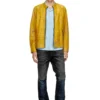 l-evert-a Treated leather biker jacket with faded logo
