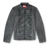 l-evert-a Treated leather biker jacket with faded logo l-evert-a Treated leather biker jacket with faded logo