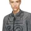 l-evert-a Treated leather biker jacket with faded logo l-evert-a Treated leather biker jacket with faded logo