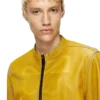 l-evert-a Treated leather biker jacket with faded logo