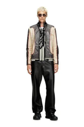 l-evert Trompe l’oeil-effect leather biker jacket