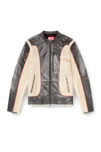 l-evert Trompe l’oeil-effect leather biker jacket