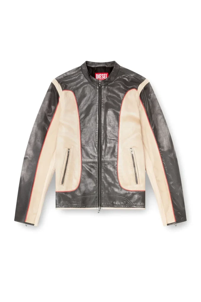l-evert Trompe l’oeil-effect leather biker jacket