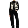 l-flycou-20th Leather vest with front logo and contrast stripes