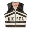 l-flycou-20th Leather vest with front logo and contrast stripes