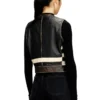 l-flycou-20th Leather vest with front logo and contrast stripes