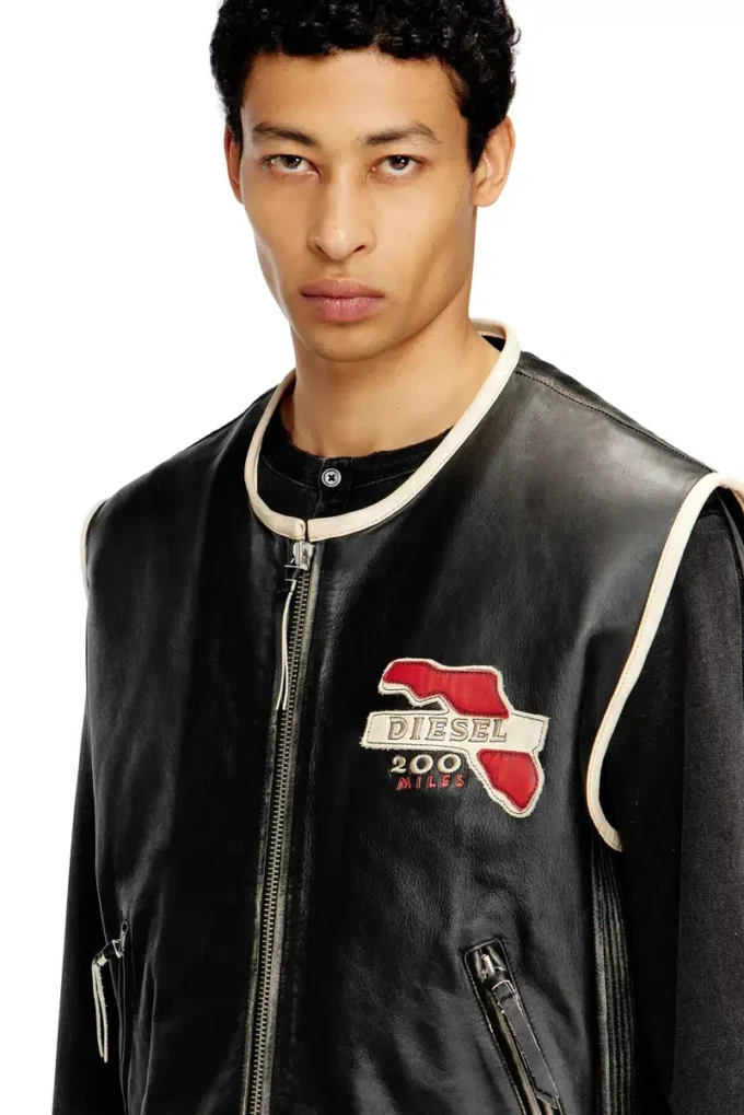 l-flying-20th Leather vest with embroidered patches
