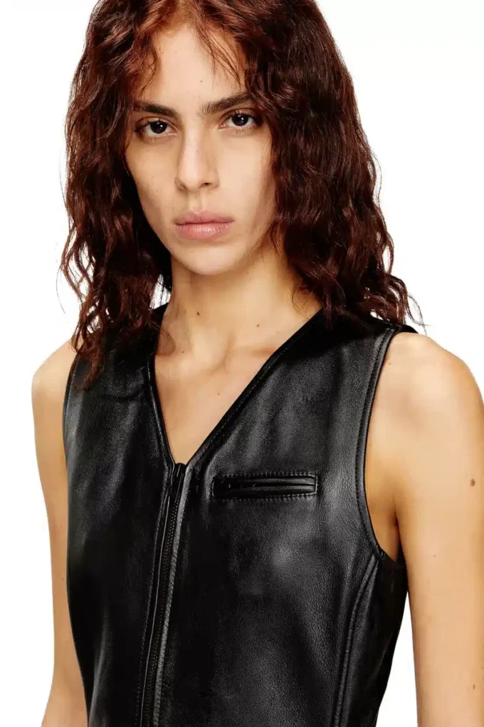 l-ilith Short zipped leather dress
