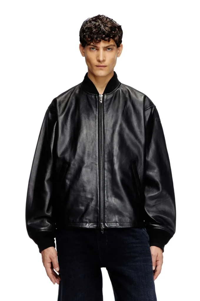 l-khat Waxed-leather bomber jacket