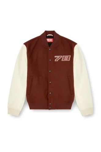 l-kopf Padded bomber jacket in wool and leather