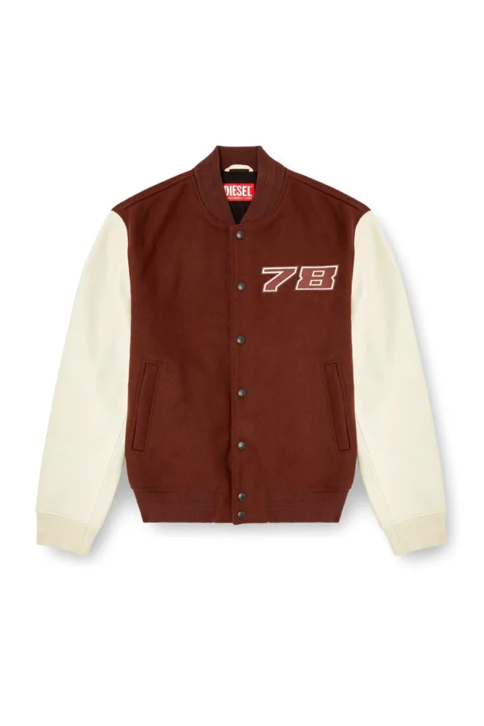 l-kopf Padded bomber jacket in wool and leather