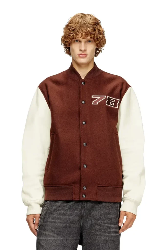 l-kopf Padded bomber jacket in wool and leather