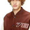 l-kopf Padded bomber jacket in wool and leather