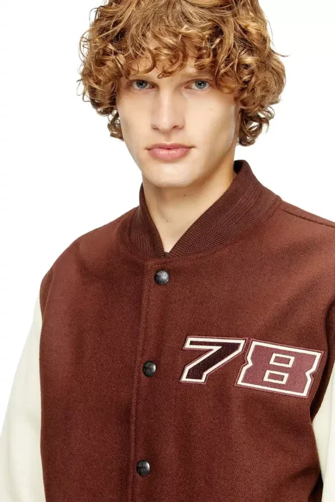 l-kopf Padded bomber jacket in wool and leather