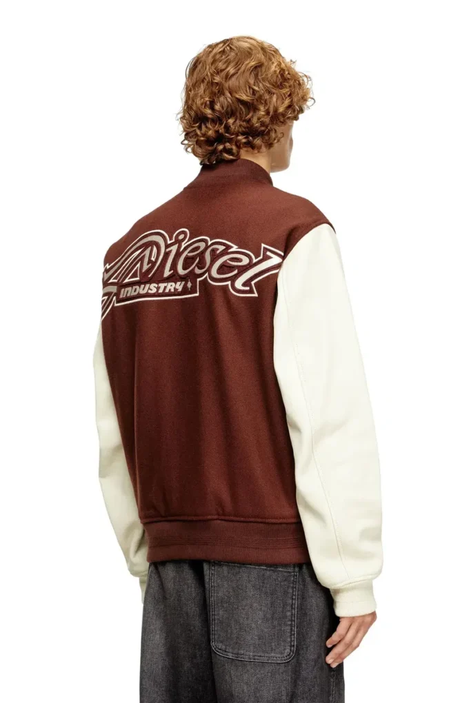 l-kopf Padded bomber jacket in wool and leather